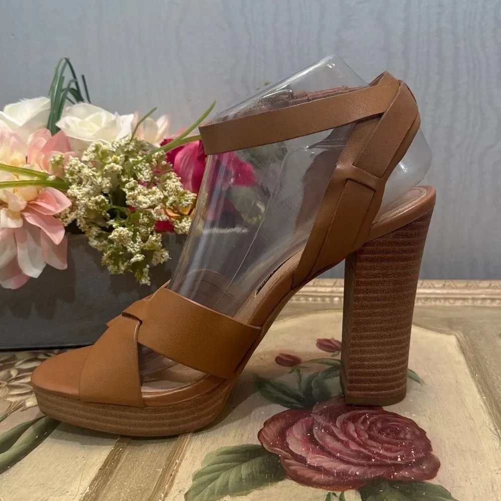 French Connection Gilda Safari Sand Platform Sandals Neutral Sz 8